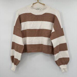 Fable Brown & Cream Striped Cropped Sweater‎ Winter S/M